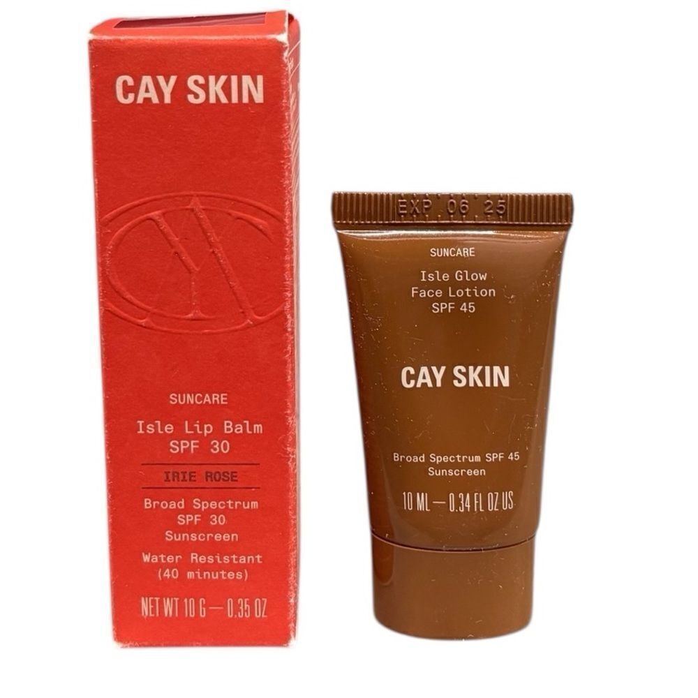 Cay Skin SPF Duo (Isle Lip Balm SPF 30 & Isle Glow Face Lotion SPF 45) New
